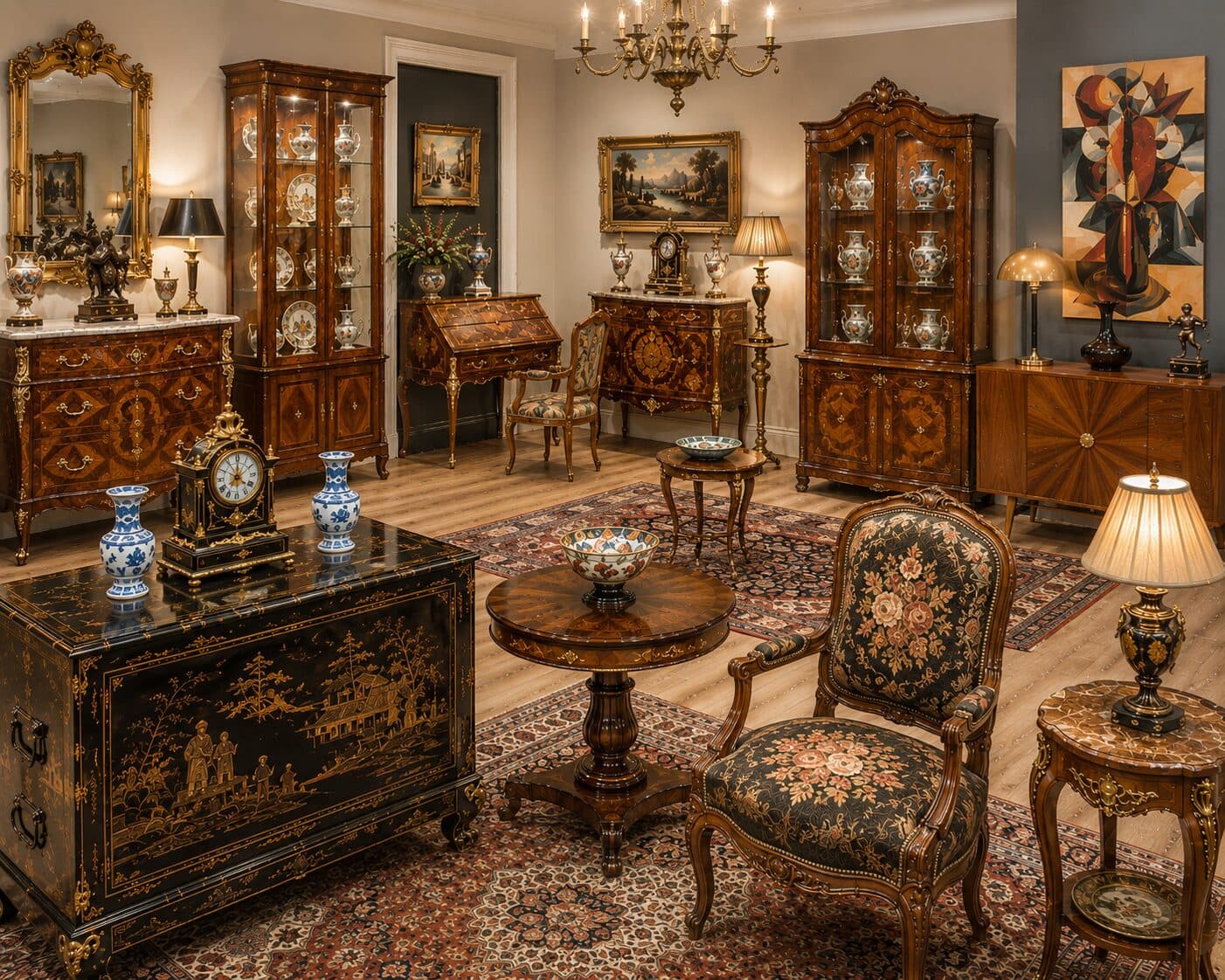 Mobilier ancien — Commodes, secrétaires, fauteuils, tables