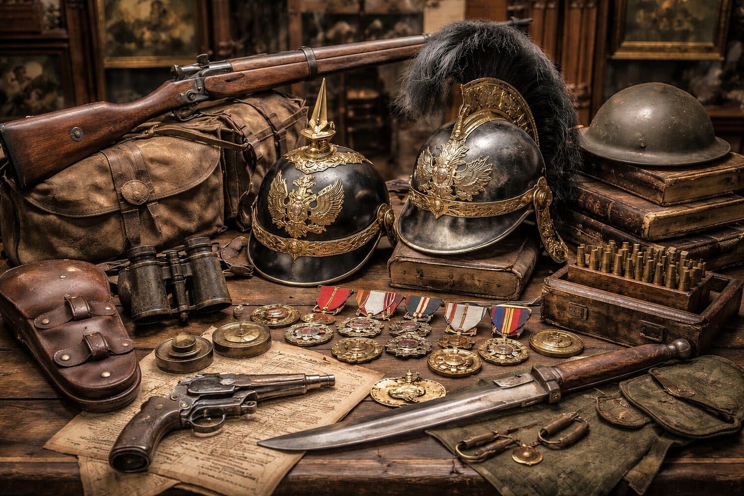 Objets militaires — Décorations, armes de collection, casques